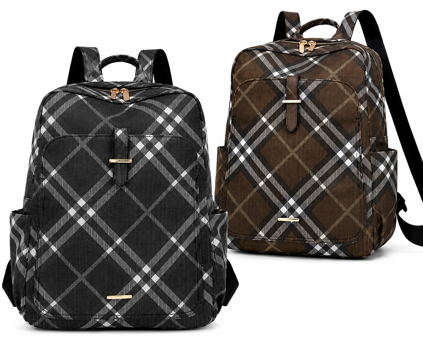 Women's Lightweight Plaid Waterproof Backpack – Fashion Casual Travel Daypack-Nb-Accs13-6 - Image 6