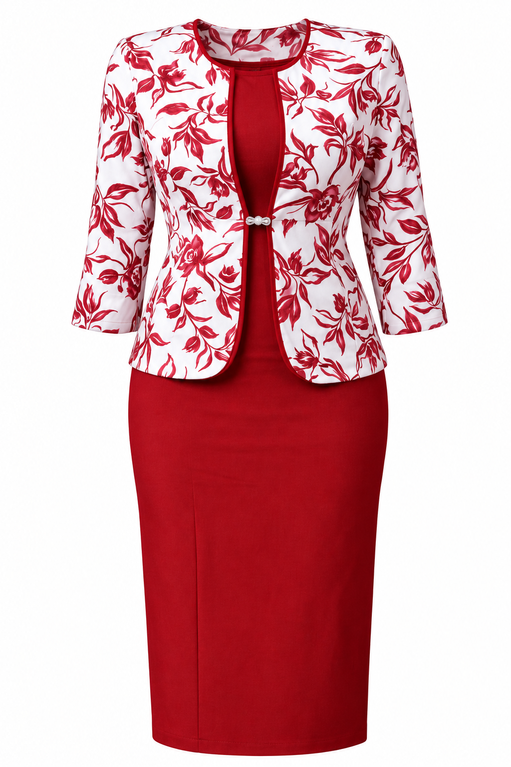 Elegant Women's Two-Piece Dress Set - White and Purple & Floral Jacket-CEL-NB:28 - Image 4