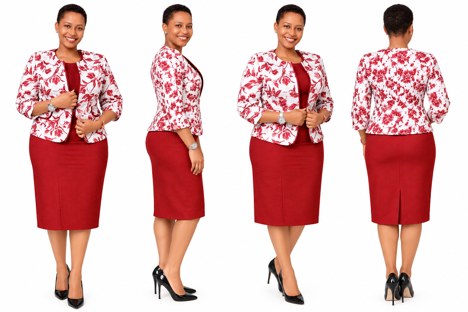 Elegant Women's Two-Piece Dress Set - White and Purple & Floral Jacket-CEL-NB:28 - Image 3